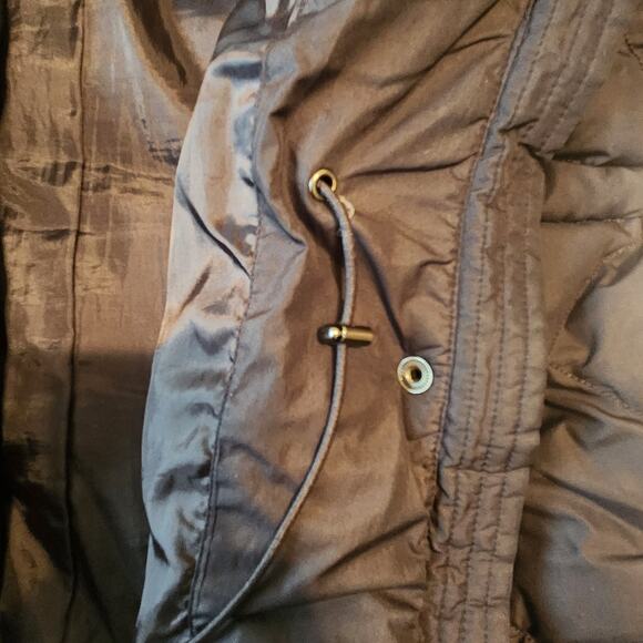 Lands' End Down Puffer Coat.  Black, with hood & cinch waist. Long Size 1X EUC - Picture 12 of 14